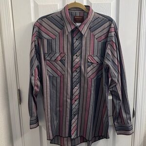 Men's RUSTLER Long Tails Multicolor Snap Button-Up Shirt Cowboy/Western 17 34/35